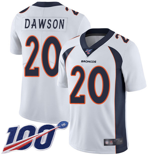 Men Denver Broncos #20 Duke Dawson White Vapor Untouchable Limited Player 100th Season Football NFL Jersey->denver broncos->NFL Jersey